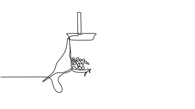hand holding bubble tea plastic cup continuous one line drawing animation, Animated self drawing of continuous line draw hand holding bubble tea plastic cup. Boba tea, a sweet Taiwanese milk tea drink