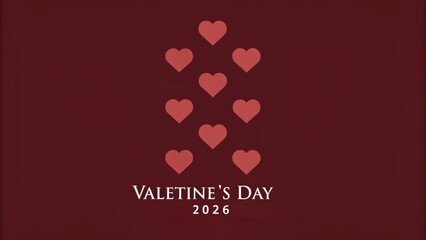 Valentine&rsquo;s Day 2026 Valentine's Day 2026 design featuring hearts on a red background.