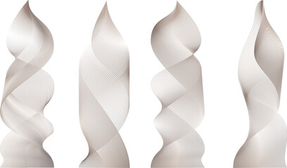Black 3d vector smoke set. Wavy element air steam or cigarette flame. Transparent abstract vertical ribbon. Thin trail texture. Fluid grey color realistic line effect.