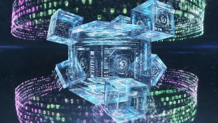 Abstract digital cubes with data streams - Powered by Adobe