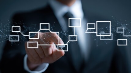 Finance expert accessing private blockchain networks through encrypted devices ensuring confidential transaction records.