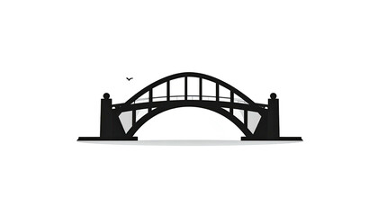 A simplified illustration, a dark arched bridge with supporting pillars