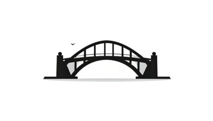 A simplified illustration, a dark arched bridge with supporting pillars