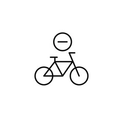Bicycle and minus. Rental unavailable, ride cancelled. Pixel perfect, editable stroke vector icon