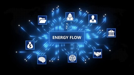 Digital energy flow network concept global connection data transfer technology innovation finance security communication business growth abstract futuristic blue circuit board - Powered by Adobe