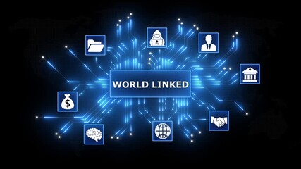 Global network connection concept digital technology world linked business finance security innovation teamwork success data analysis machine learning artificial intelligence - Powered by Adobe