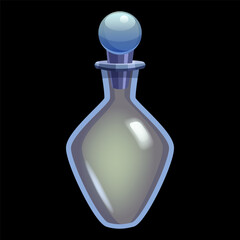 Fantasy Potion Bottle Illustration, glass flask icon. Ui game assets