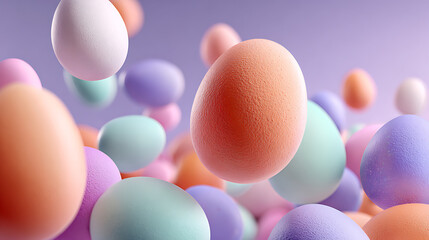 colorful easter eggs on purple background 