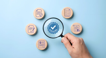 Certified document inspection with magnifying glass