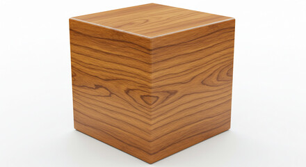 Simple wooden cube on white background