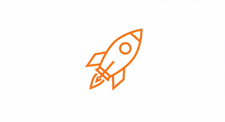 Simple orange rocket launch illustration on white