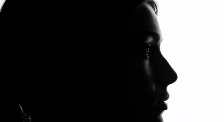 Silhouette profile portrait on white background