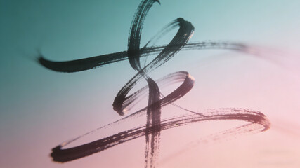 Abstract Calligraphy Strokes: Flowing Lines in an Artistic Composition with Soft Gradient Background