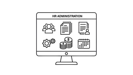 HR Administration on Computer Monitor.