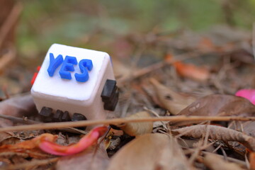 YESの文字が書かれたキューブのシンプルな姿