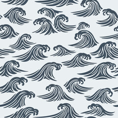 Fototapeta premium Black Wave Pattern on White Background.