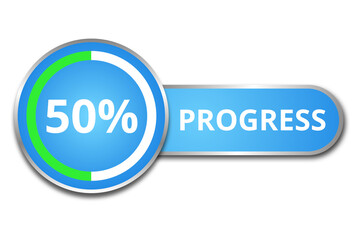 50 percent progress indicator sign isolated on 
transparent background