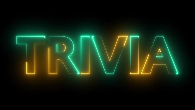 flickering neon trivia text animation. neon sign that flickers and glows with TRIVIA