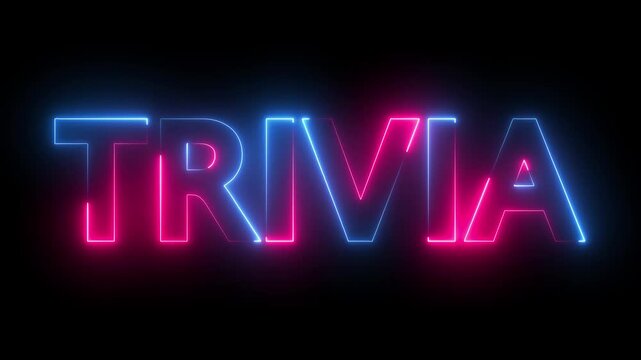 flickering neon trivia text animation. neon sign that flickers and glows with TRIVIA