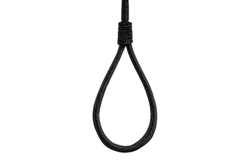 Hangman's noose representing execution, capital punishment, suicide, despair, and consequences, on a transparent background
