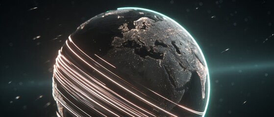 Global Data Network Visualization Across Earth with Light Trails
