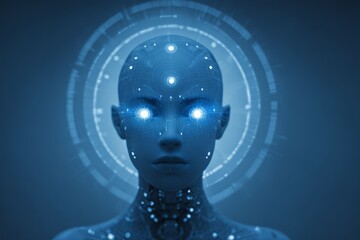 Futuristic Female Cyborg with Augmented Reality Eyes