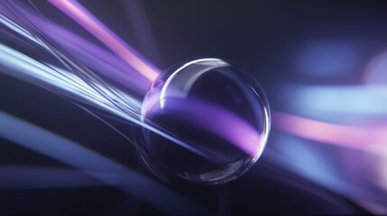 Glowing Glass Sphere on Abstract Dark Neon Background