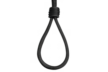 Noose rope hanging loop as a suicide, despair, danger, or execution concept on transparent background