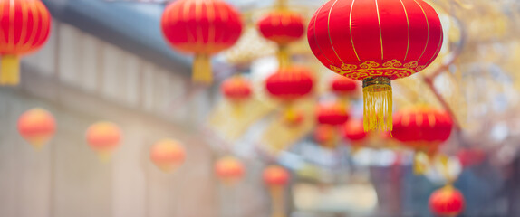 Lunar new year lantern decorated in chinatown area.
