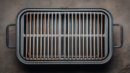 Aerial View of an Empty Charcoal Barbecue Grill with Metal Grates Ready for Outdoor Cooking and Barbecuing