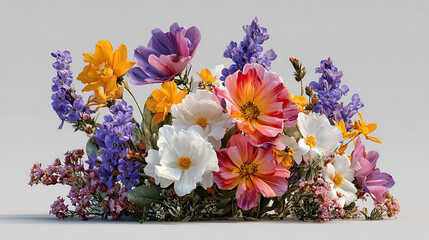 bouquet of spring flowers isolated on white background 