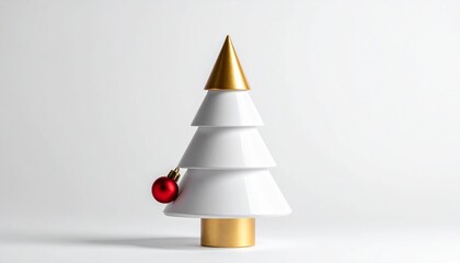 "Show a stylized minimalist landscape made of paper with origami pine trees, polygonal beige mountains, and circular sun on white-gray backdrop."