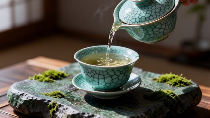 cup of tea with teapot