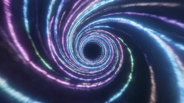 Colorful spiral light tunnel