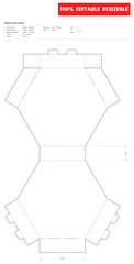 Obraz premium sleeves hexagonal dieline template box dieline die lines packaging custom dieline box cardboard box dieline pizza box dieline printable product packaging layout,