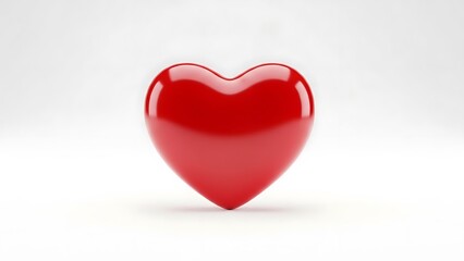 Fototapeta premium single shiny red heart object isolated on white background clean simple studio shot