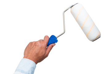 men painter hands are holding Paint roller