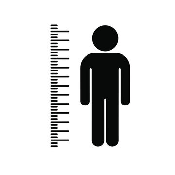 Human figure next to a ruler, symbolizing measurement and height.