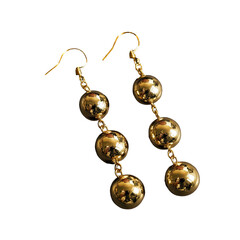 Dangle earrings; linked gold spheres