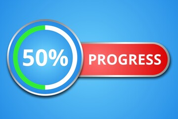 Progress indicator showing 50 percent  