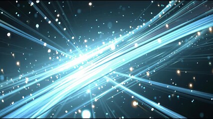 Abstract blue light trails and glowing particles, futuristic digital network, motion background - Powered by Adobe