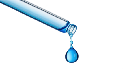 Pipette dropping a blue liquid isolated on transparent background