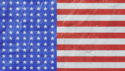 flag of the United States of America on the old damaged wall