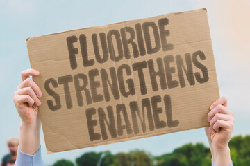 "Fluoride Strengthens Enamel" Mineral hardens outer tooth surface. MINERAL. HARDENS. OUTER. TOOTH. SURFACE.