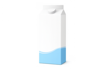 Packaging mock-up for branding on a clear white and blue beverage carton with a screw cap, ready for fresh dairy or juice products