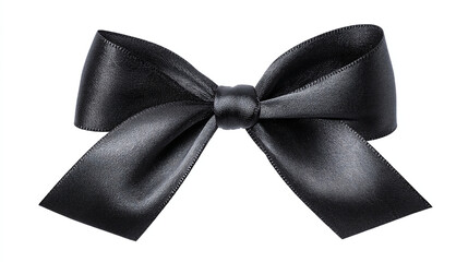 High quality black satin bow isolated on white background, perfect for cards and greeting designs