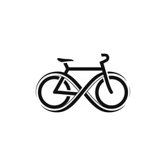 Fototapeta premium Creative infinity symbol bicycle logo design for sustainable transportation and cycling enthusiasts