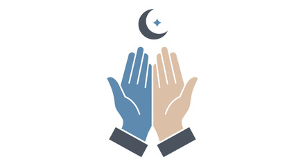 Obraz premium Minimal Praying Hands Ramadan Vector on White Background