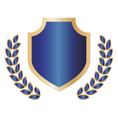 高級感のあるブルーとゴールドの盾のエンブレム ランキング・表彰デザイン