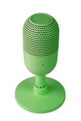 Modern green microphone isolated on white background